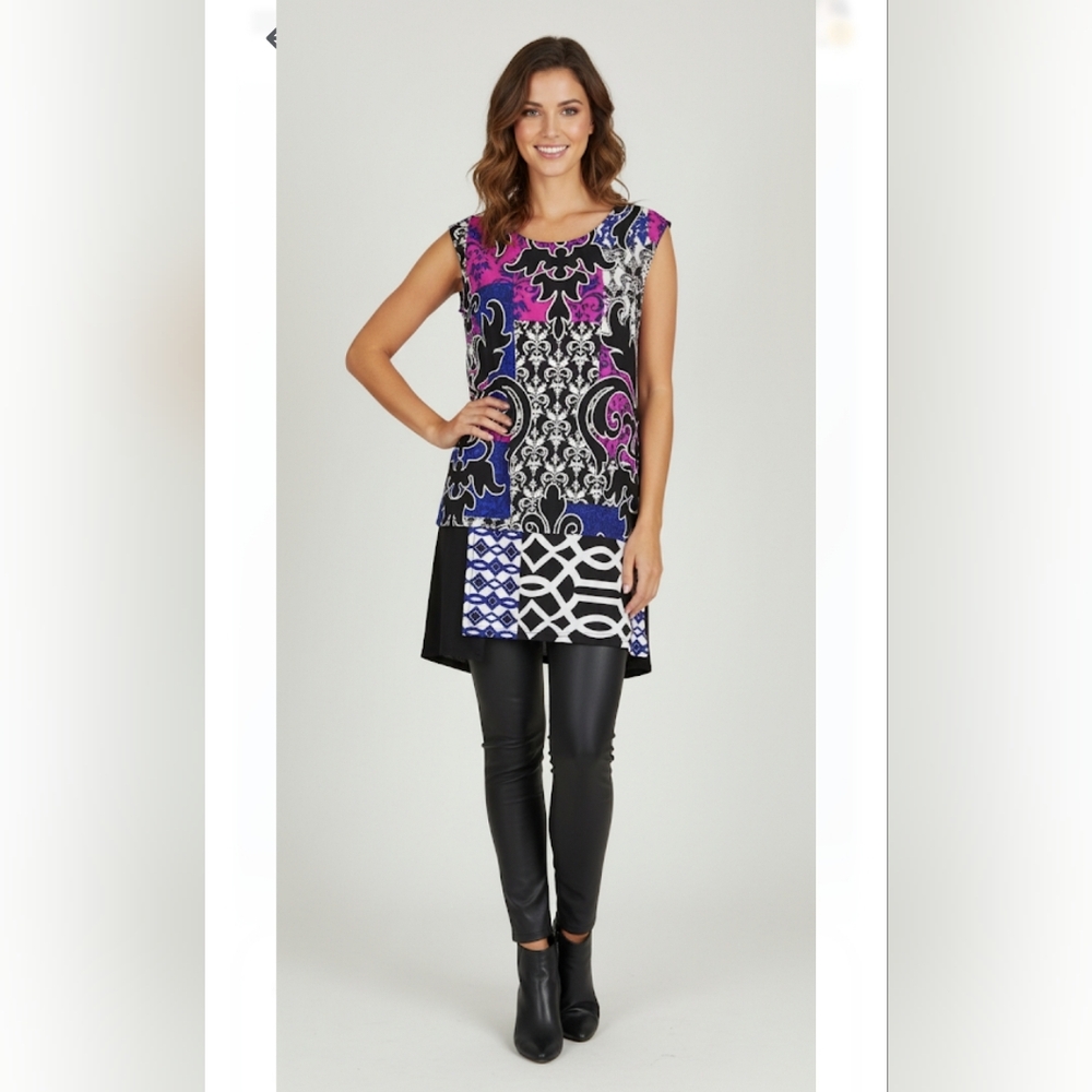 Joseph Ribkoff Multicolor Patterned Mini Dress Style Tunic - Picture 10 of 10